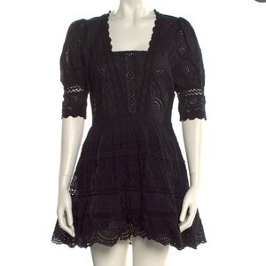 LoveShackFancy Square Neckline Black Mini
Dress